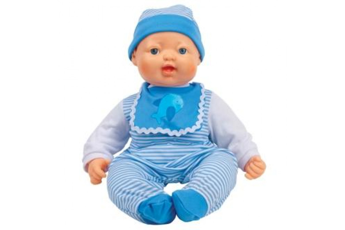 Кукла малыш. Интерактивный пупс Карапуз с мимикой, 39 см, 16186r. Кукла Ванюша Карапуз. Кукла малыш в ползунках. Кукла пупс на белом фоне.